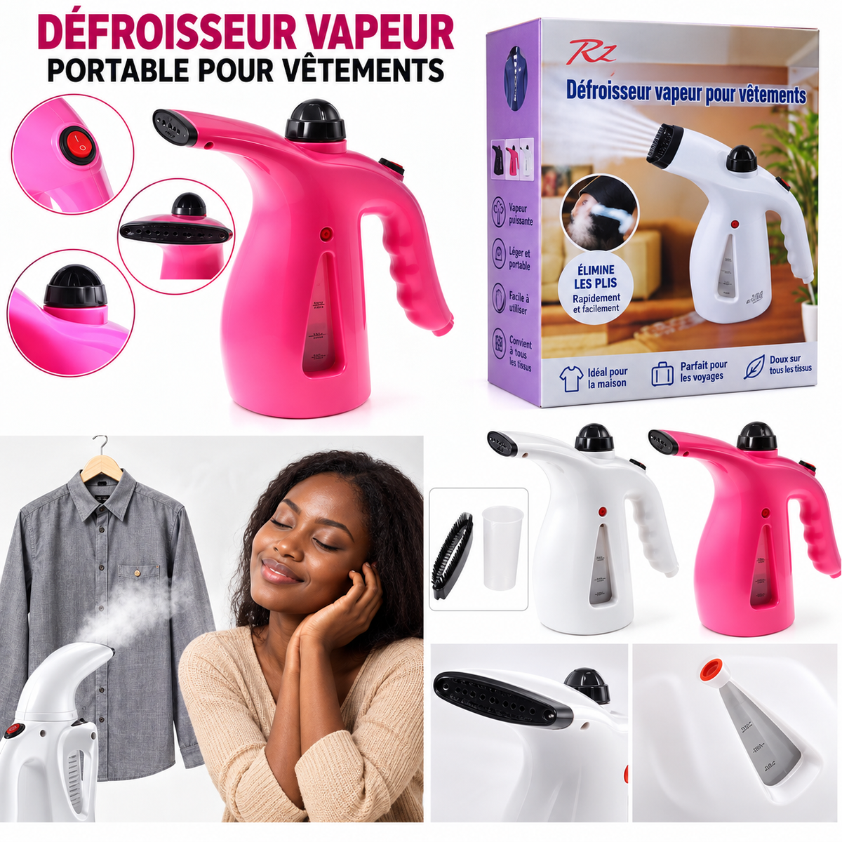 Défroisseur Vapeur Portable 2 en 1