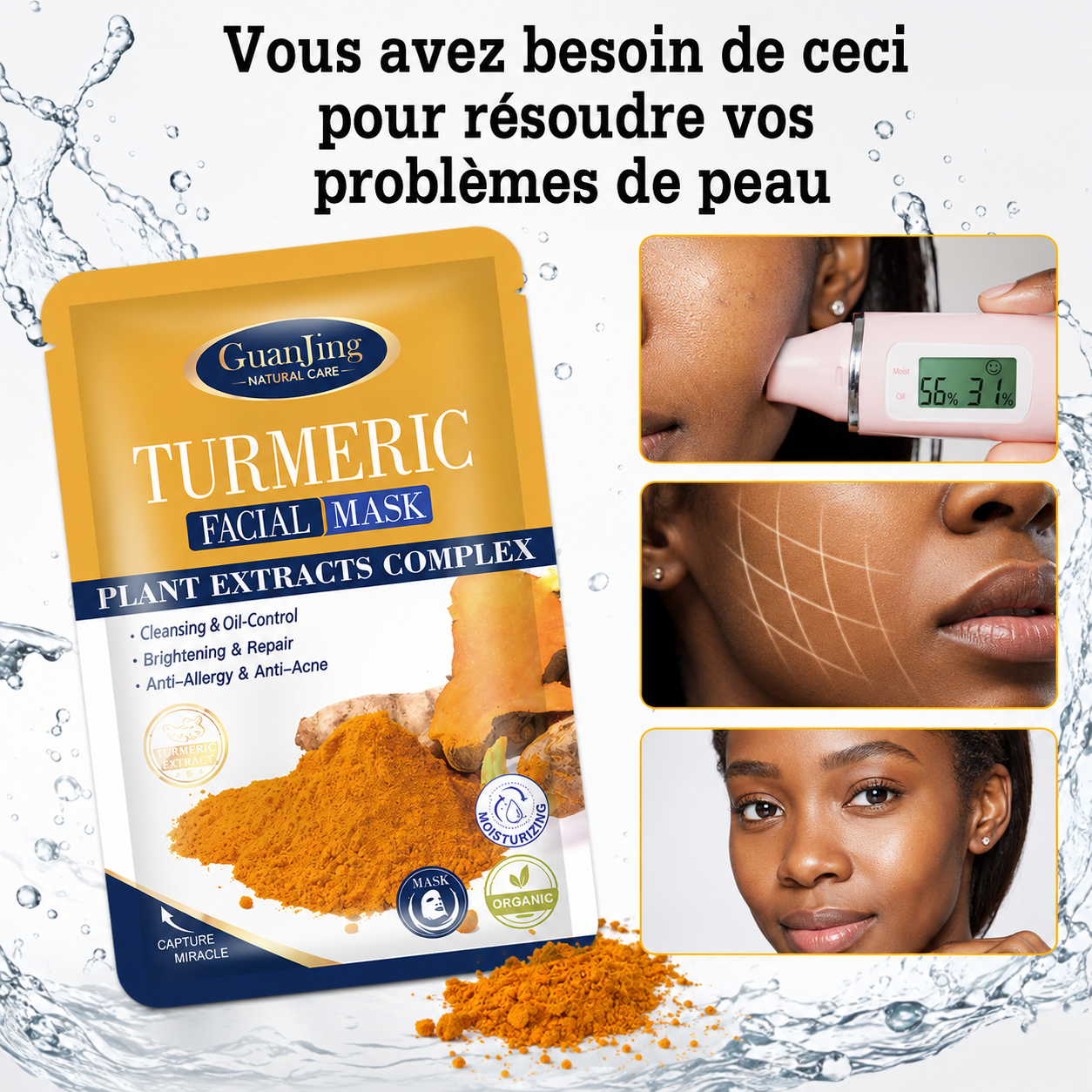 Masque facial au curcuma boîte complète