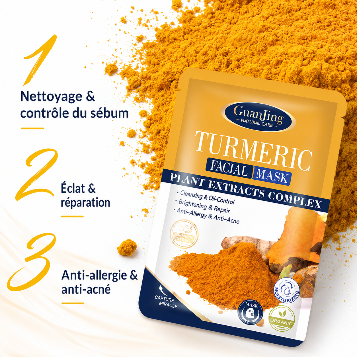 Masque facial au curcuma boîte complète