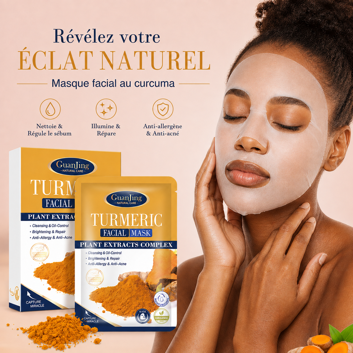 Masque facial au curcuma