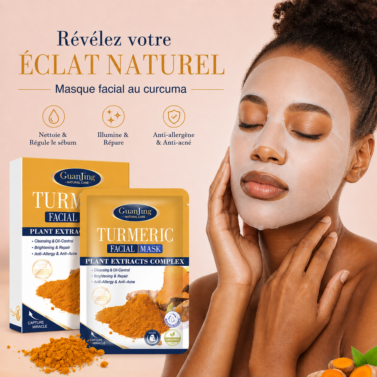 Masque facial au curcuma boîte complète