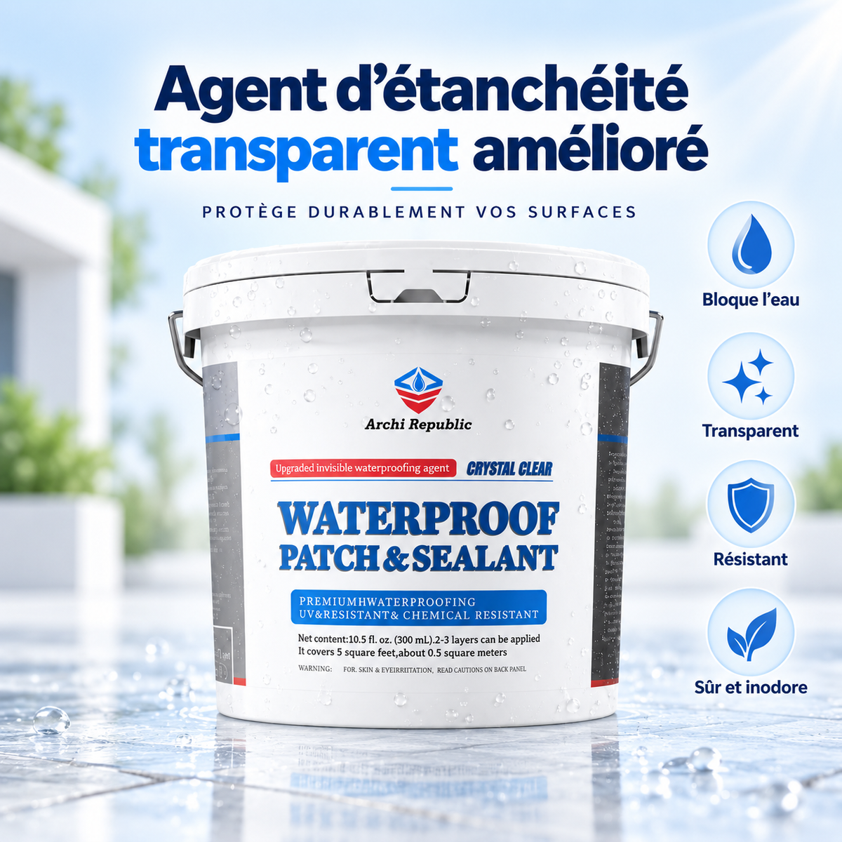 Colle d'étanchéité transparente