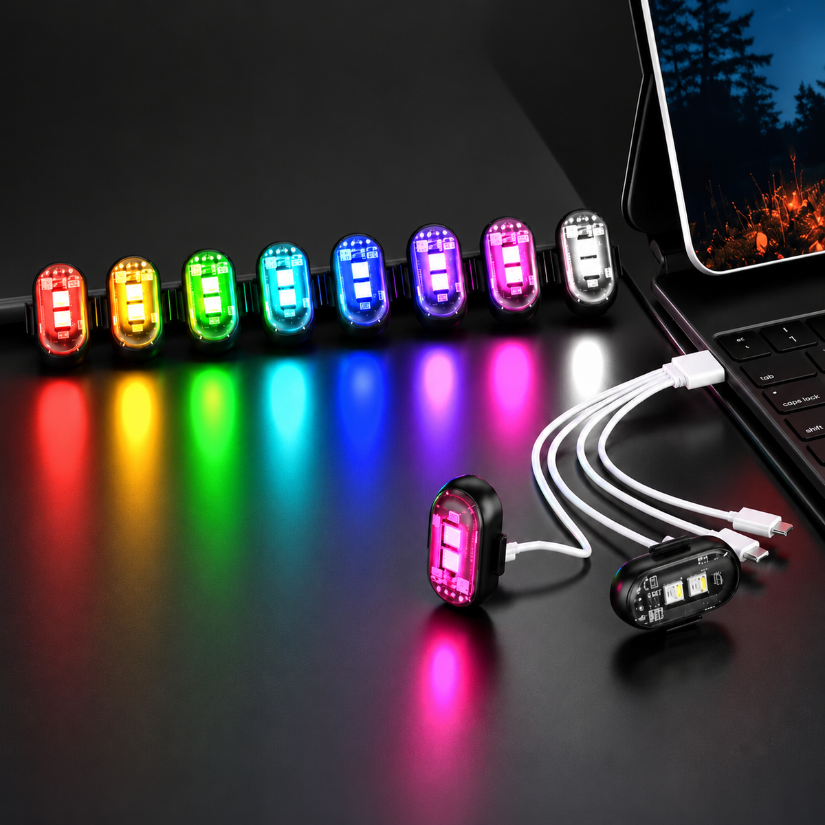 4 LED Sans Fil Multicolor pour Voiture